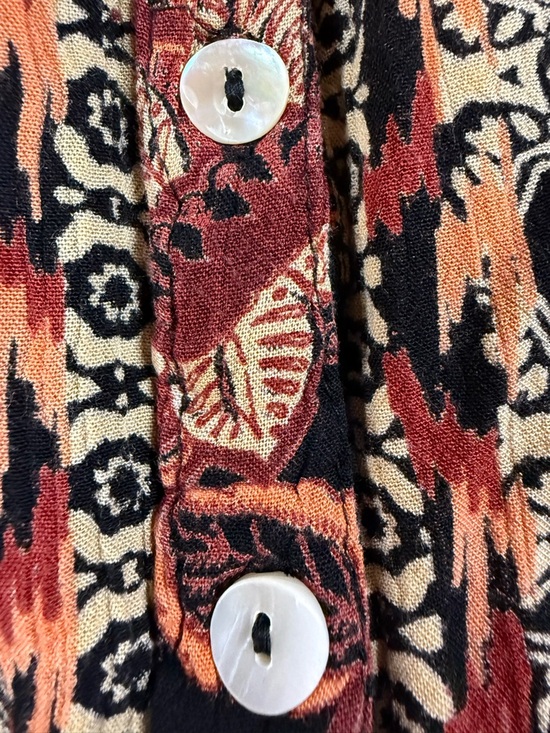 Angie Boho Mini Dress Womens Medium Black Floral Patchwork Button Front Flowy - Picture 9 of 9